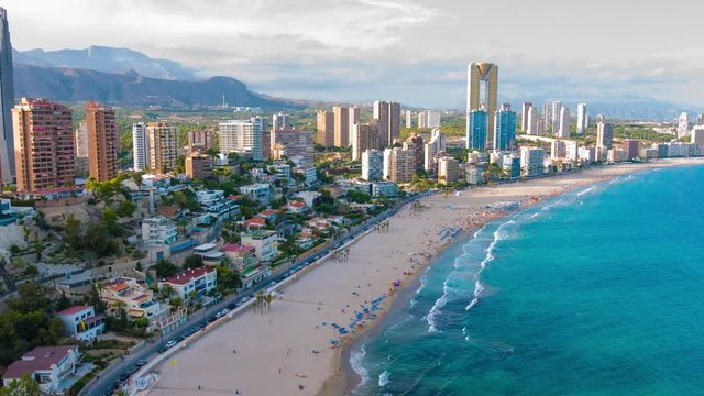 Costa Blanca coast, Spanish resort Benidorm panoramic view