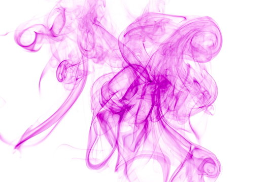 Purple smoke on white background