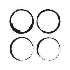 Hand drawn ink circle borders. Vector. Isolated.