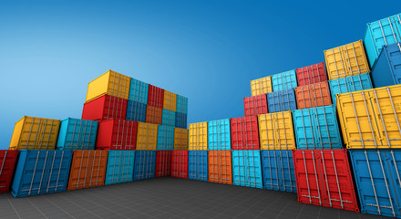 Stack of containers box, Cargo freight ship for import export 3D