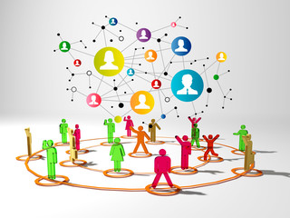 Computer graphic of social network. 3D illustration.