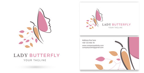 Lady Butterfly, Spa and beauty Logo & Business card template