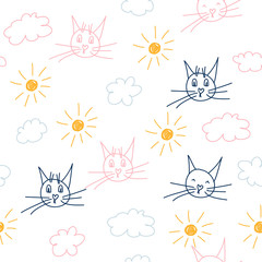 Abstract handmade seamless pattern background. Childish handcrafted wallpaper for design card, baby nappy, diaper, scrapbook, holiday wrapping paper, textile, bag print, t shirt etc.