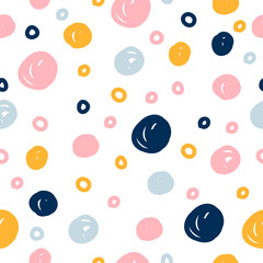 Abstract handmade seamless pattern background. Childish handcrafted wallpaper for design card, baby nappy, diaper, scrapbook, holiday wrapping paper, textile, bag print, t shirt etc.