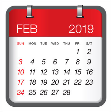 February 2019 Monthly Calendar Vector Illustration