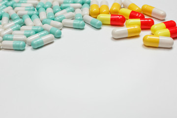 Assorted pharmaceutical medicine pills, tablets and capsules