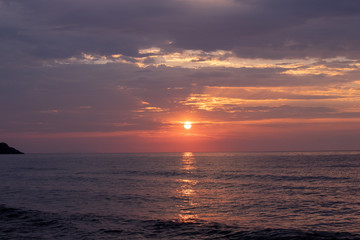 Orange Cloudy Sunset on the Sea