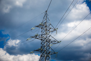 High voltage post. High voltage tower sky background. Electricity is the major energy of the world.