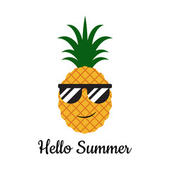 Vector illustration of  pineapple with glasses -  Hello summer concept