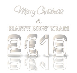 Euro New 2019 Year greeting card , vector illustration