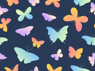 Vector illustration seamless colorful butterfly pattern background