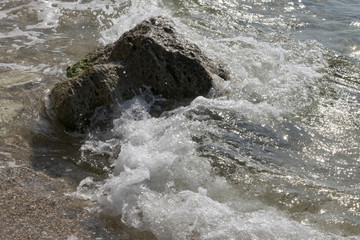 big waves on the rocky coast of the sea