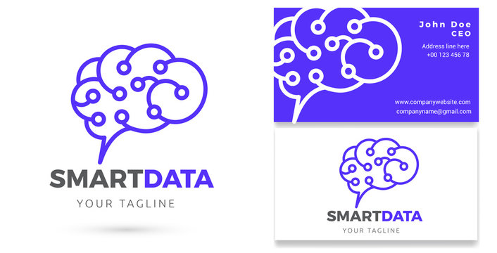 Digital Brain Data Analytics, Digital services, Logo & business card template, Vector Design
