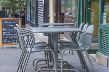 Parisian restaurant tables outdoors