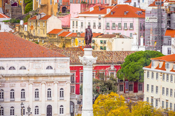 Lisbon, the Portuguese capital: Bird's eye view of Praça Dom Pedro IV, Praça do Rossio
