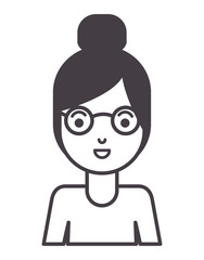 beautiful and young woman with glasses character