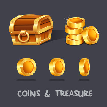 coins and trasure game item icon design vector illustration