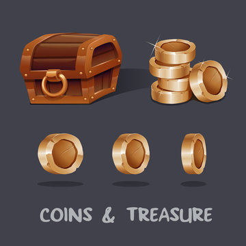 coins and trasure game item icon design vector illustration