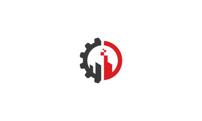 Gear building factory logo icon vector
