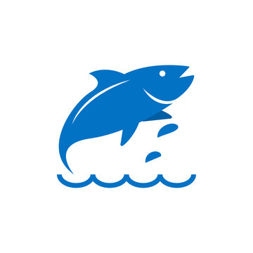 Illustration of blue fish element graphic template