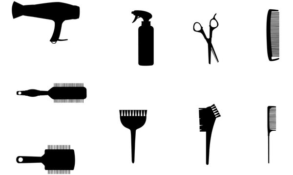 Download Hairdresser Tools Silhouette Svg Cricut Clipart Vector Eps Cut File Png Ai Salon Spray Brush Comb Stock Vector Adobe Stock