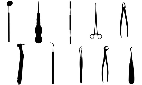 Dentist Tools Silhouette, Dental Hygienist Medical Equipment SVG, cricut  Clipart, Vector, eps, cut file, png, ai, Stock Vector | Adobe Stock