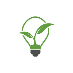 Natural light bulb lamp logo design template