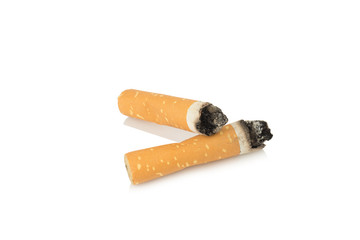 two cigarettes butt isolated on white background