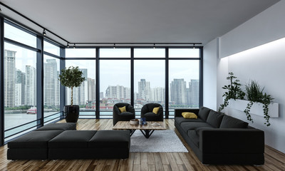 Interior of a downtown living room