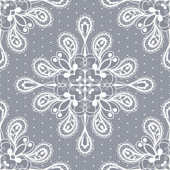 White floral lace seamless pattern. Vector Illustration