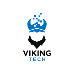 Obraz premium Simple viking tech negative space logo design