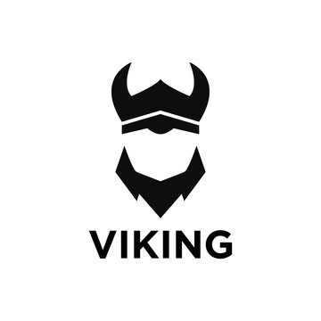 Simple negative space viking logo design template