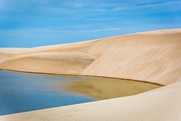 Reflection and dunes at the Lençóis Maranhenses National Park, Brasil