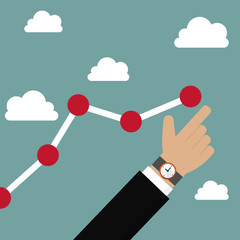 Business concept. Profit growing concept. Vector illustration flat design