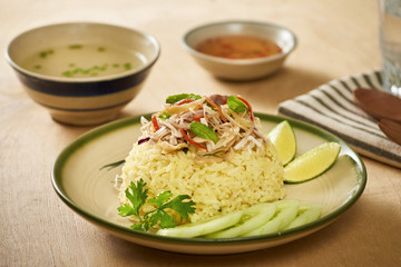 Chicken rice. Chicken rice in Hoi An, Vietnam. Hoi An, known as Faifo. Hoian in Vietnam's Quang Nam Province