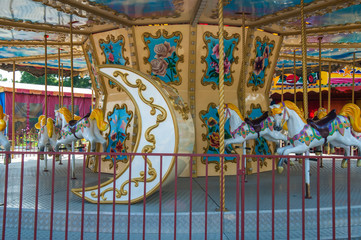 carousel in the recreation park, spinning in the carousel