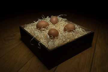 Eggs decorated on the straw