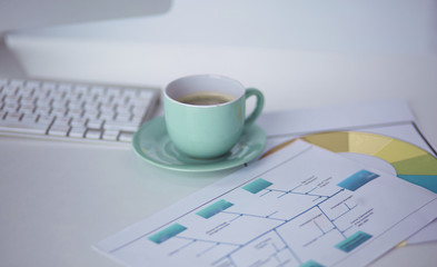 A cup of coffee on the office table