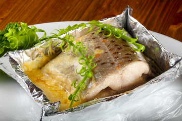 Steamed salmon