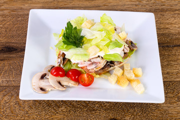 Ham and mushroom salad