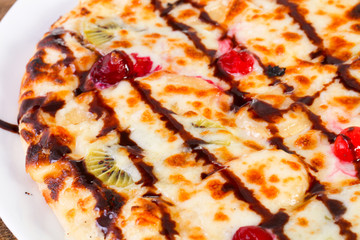 Sweet pizza with fruits