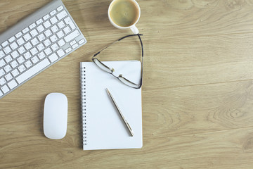 A cup of coffee on the office table
