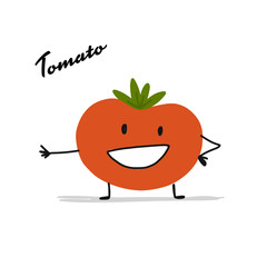 Funny smiling tomato, character for your design