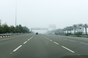 Fototapeta na wymiar Abu Dhabi covered with the blanket of Dense Fog