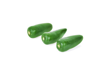 Green pepper on white background .