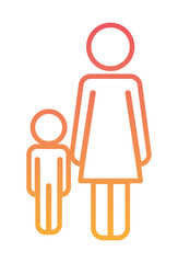 mother with son and daughter figures silhouettes