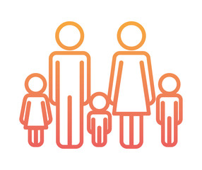 parents couple with kids figures