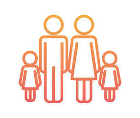 parents couple with kids figures