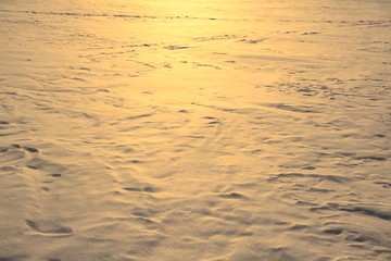 Snowy surface of the plain. Kostroma, Russia.