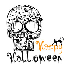 Happy Halloween hand drawn vector lettering.